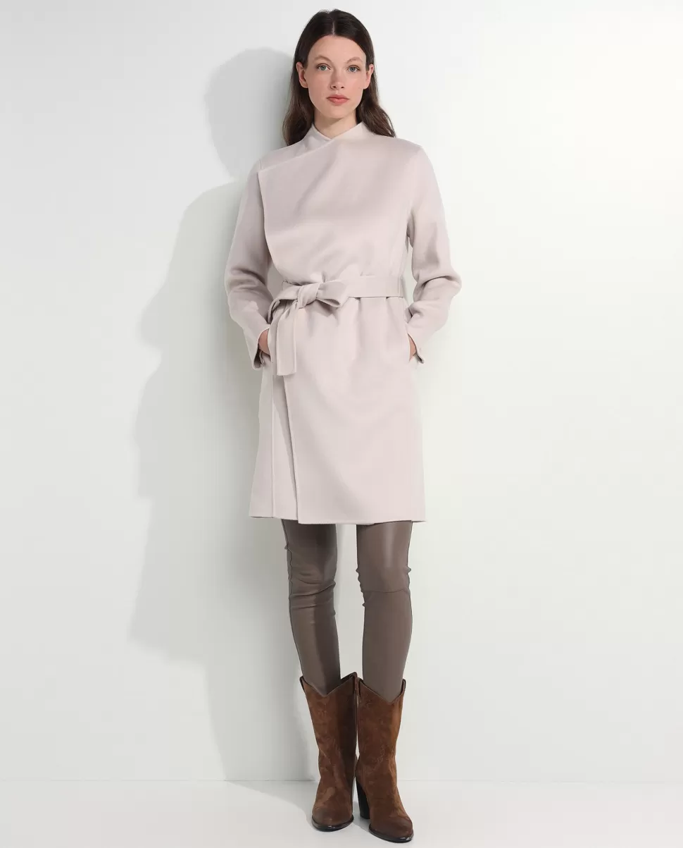 Cashmere Coat With Belt<* Fashion