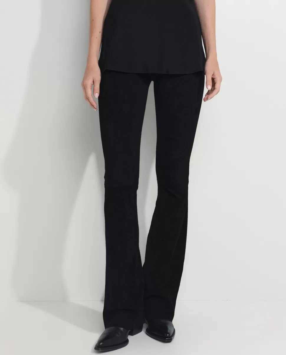 Flared Pants In Stretch Suede<* Fashion