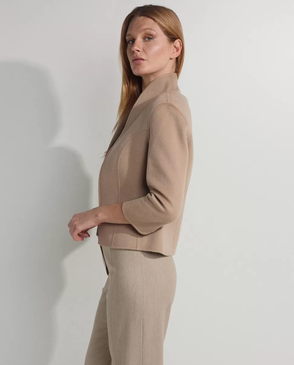 Short Double Face Cashmere Blazer<* Cheap